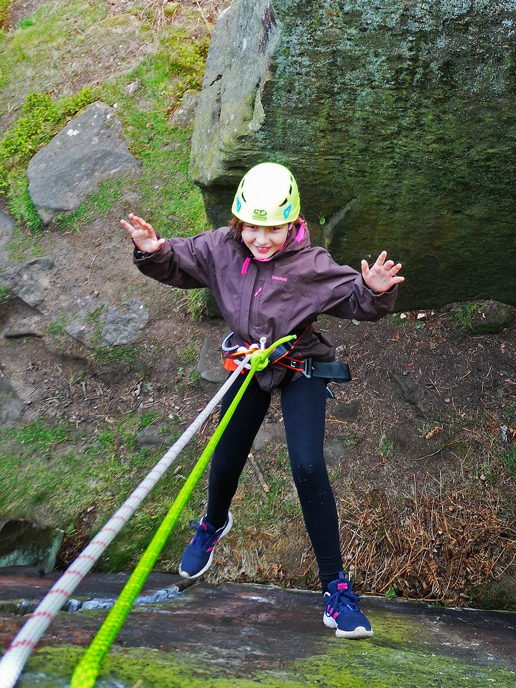 Girl Hands Free Abseil Portrait